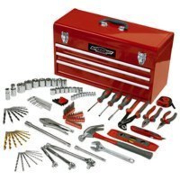 Speedway Speedway 8836 Tool Chest with Bonus Tool Set, 60 lb Storage, 3-Drawer, Steel, Red 8836